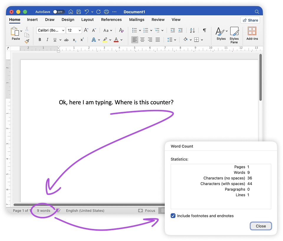 MS Word licznik sł&oacute;w